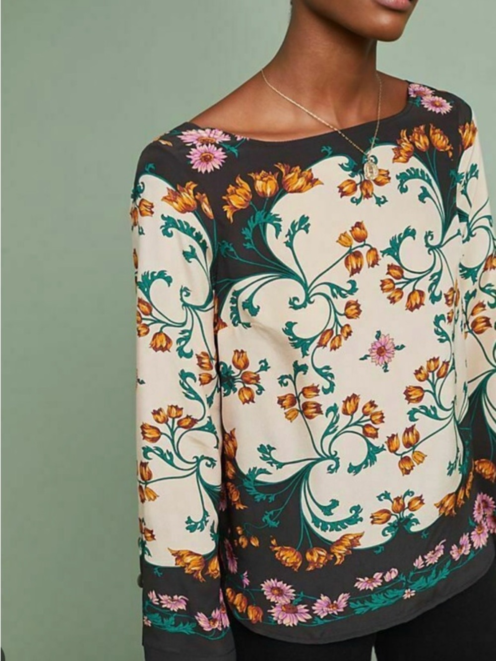 NWOT Anthropologie Maeve Floral Scarf Print Silk Blouse